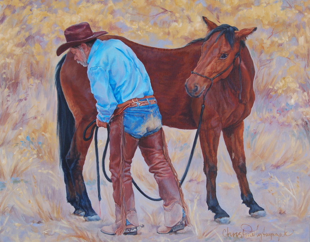 cowboy and horse painting